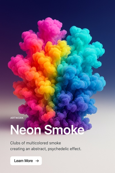 Vibrant Neon Smoke Abstract Art in 3D Rendering