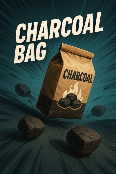 Dynamic Charcoal Bag Illustration with Engaging Design