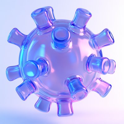 3D Render of a Stylized Virus Model with Gradient Colors