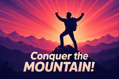 Conquer the Mountain: A Dynamic Sunset Scene
