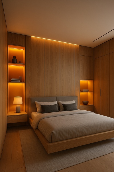Modern Minimalist Bedroom with Soft Lighting