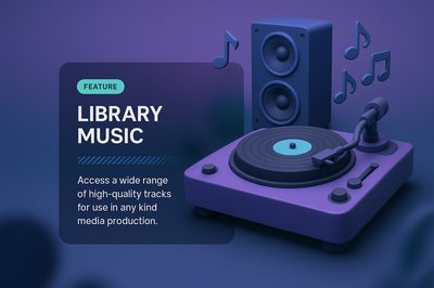 3D Illustration of Library Music Concept with Turntable and Speaker