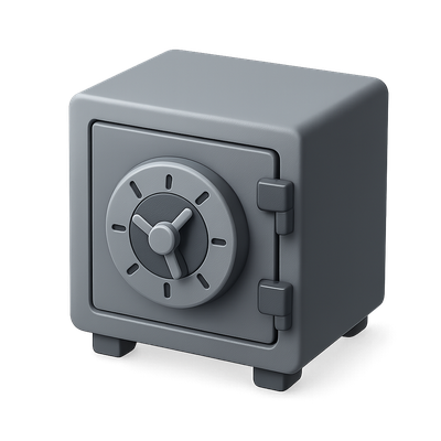 Stylish 3D Bank Vault Icon with Isometric Design
