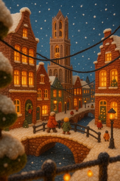 Felted Utrecht in Winter: A Cozy Holiday Scene