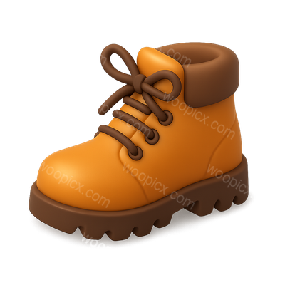Stylish 3D Hiking Boot Icon with Laces