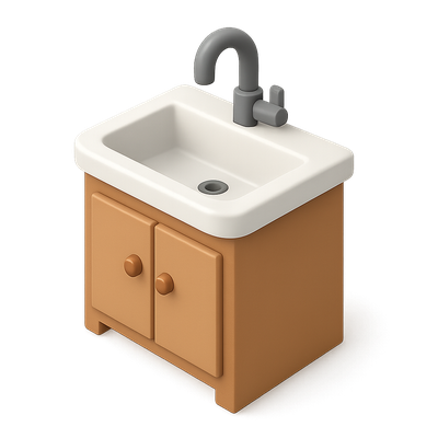 3D Icon of a Sink with Cabinet Below