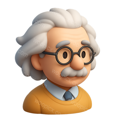 3D Icon of Einstein with Volumetric Style