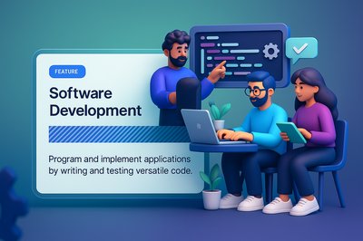 Team of Software Developers Collaborating in Modern Workspace
