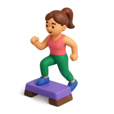 3D Aerobic Icon Featuring a Female Figure in Action