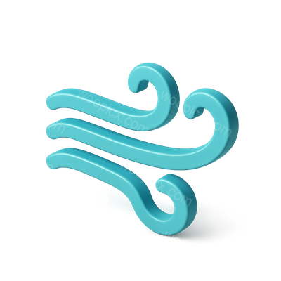 Stylized 3D Icon of Wavy Winds with Isometric Perspective