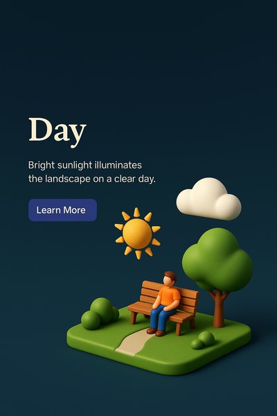 3D Scene of a Bright Day with Sunlight and Nature