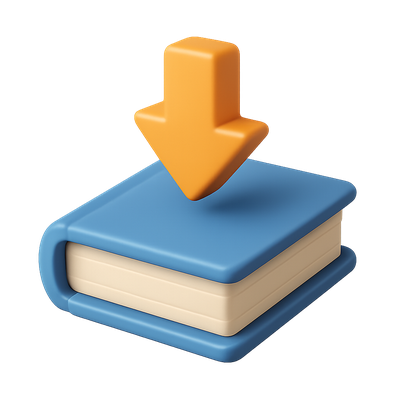3D Download Book Icon with Arrow Design