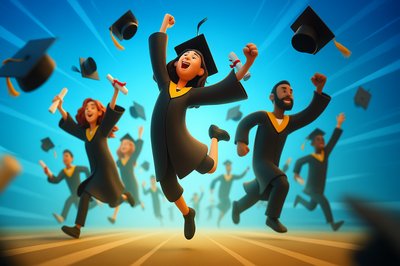 Vibrant University Graduation Celebration with Joyful Graduates