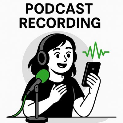 Podcast Recording Illustration Featuring Character with Microphone
