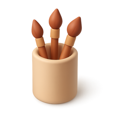 Stylish 3D Paint Brush Holder with Brushes