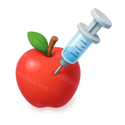 Syringe Injected into a Vibrant Red Apple