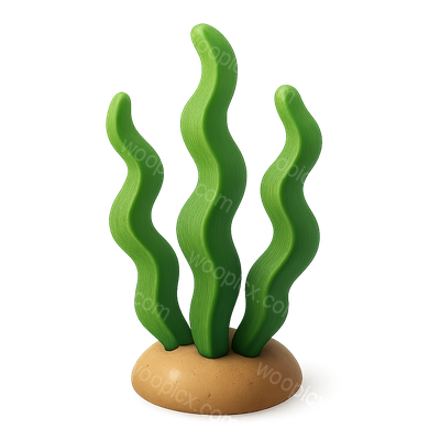 Stylized 3D Algae Icon on Transparent Background