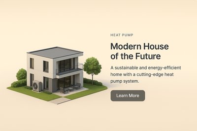 Modern House of the Future with Heat Pump Technology