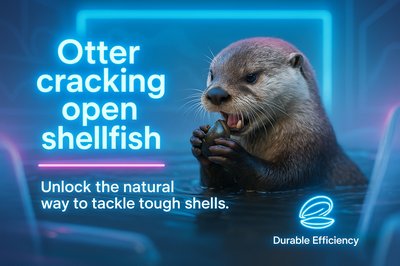 Vibrant Graphic Featuring an Otter Cracking Open Shellfish