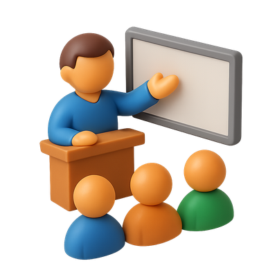 3D Icon of a Presenter Engaging an Audience