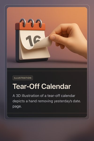 3D Illustration of a Tear-Off Calendar with Hand