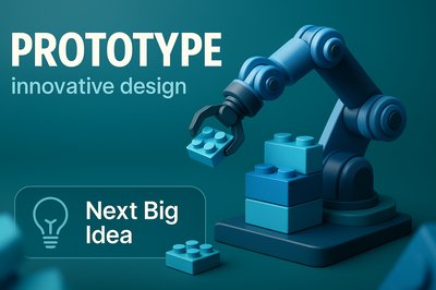 Dynamic 3D Composition Featuring a Robotic Arm and Innovative Design