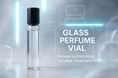 Stylish Glass Perfume Vial with Minimalist Background