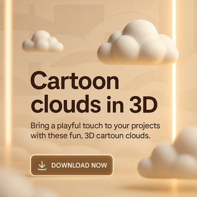 3D Cartoon Clouds Graphic for Creative Projects