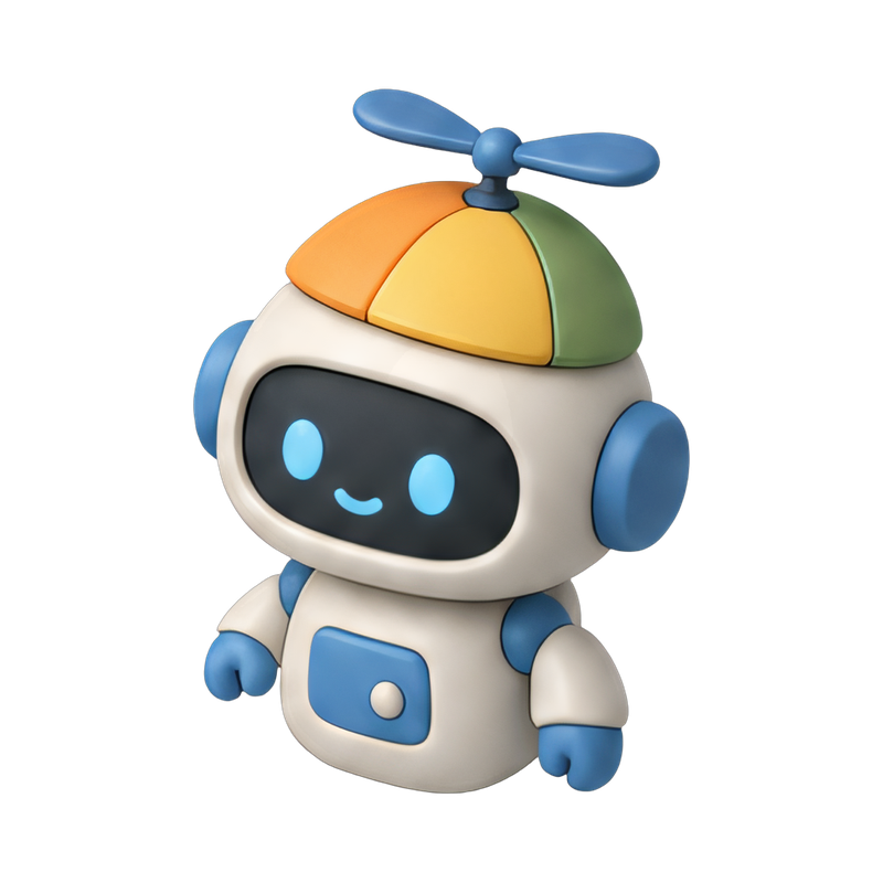 adorable robot with propeller hat