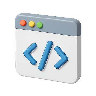 3D Icon Representing Web Development and Coding