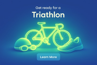 Glowing Triathlon Gear Composition with Fluorescent Elements
