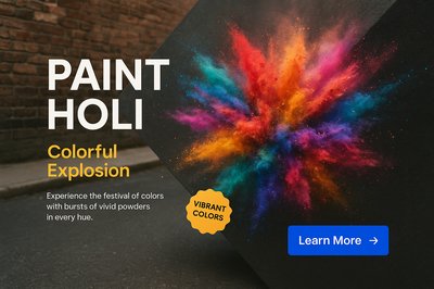 Vibrant Colored Powder Explosion for Holi Festival