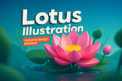 Dynamic Lotus Illustration with Vibrant Colors and Depth
