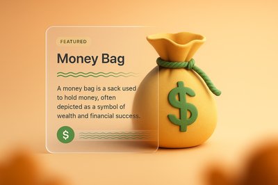 3D Money Bag Illustration with Transparent Design Elements