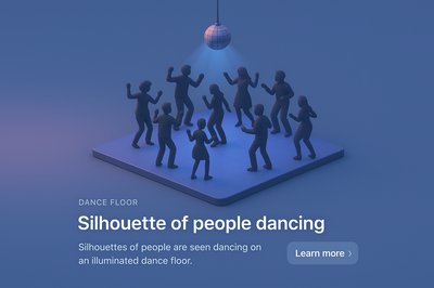 Silhouettes Dancing on an Illuminated Dance Floor