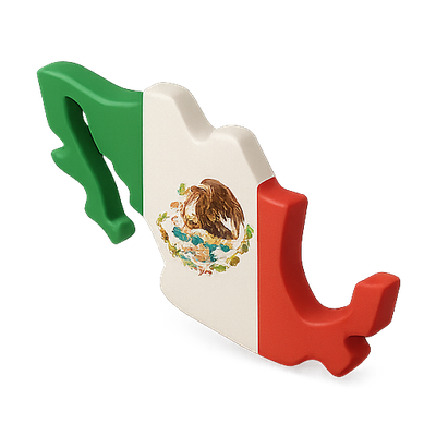 3D Map of Mexico with National Flag Colors