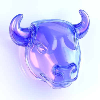 Stylized Glass Bull Head Sculpture in Vibrant Colors