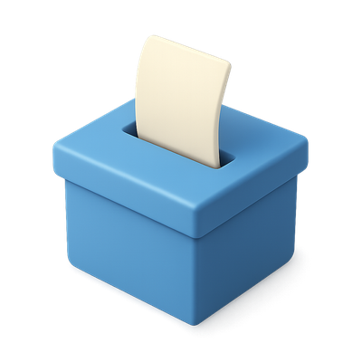 3D Icon of a Ballot Box with Transparent Background
