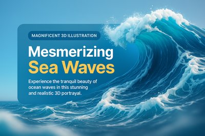 Stunning Aerial View of Ocean Waves Splashing in Deep Blue Sea