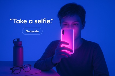 Vibrant Neon Selfie Moment with Fluorescent Glow