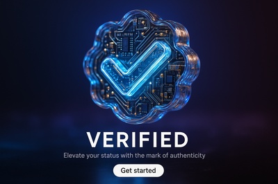 Hyperrealistic 3D Scene of a Glowing Verified Badge