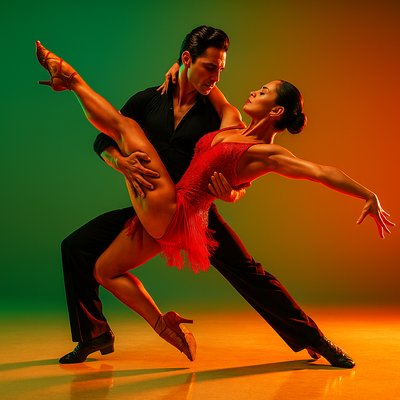 Dynamic Salsa Dance Performance with Vibrant Colors