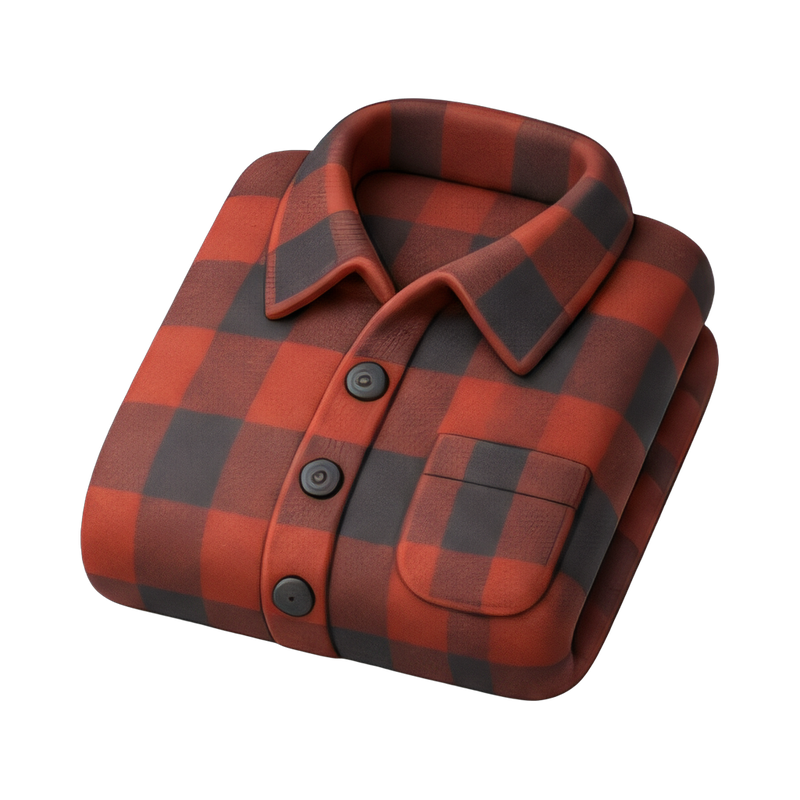 neatly folded flannel shirt