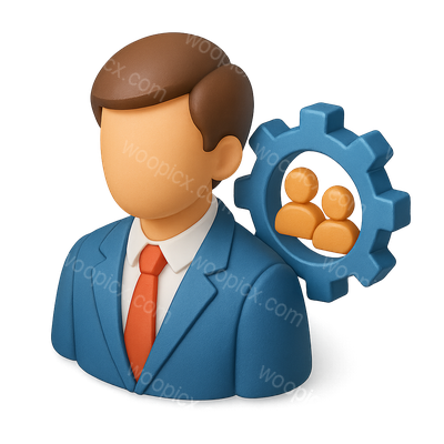 3D Employee Relations Specialist Icon with Gear Symbol
