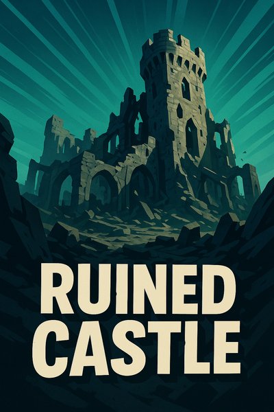 Dynamic Visual of a Ruined Castle with Bold Typography
