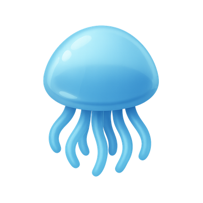Stylized 3D Jellyfish Icon with Transparent Look
