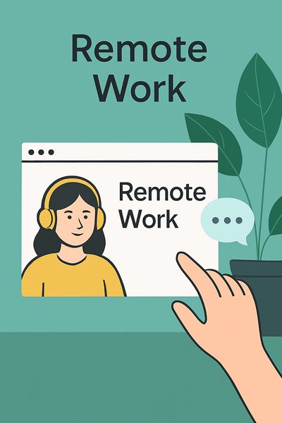Illustration of Remote Work Concept with Character and Plant