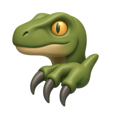 3D Velociraptor Icon with Sharp Claws