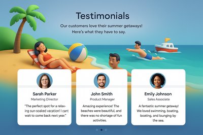 Colorful Summer Activities Testimonials Section