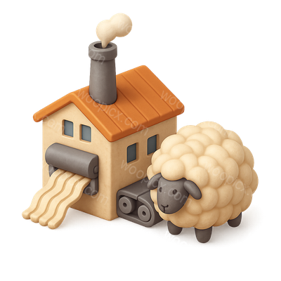 Whimsical 3D Factory and Sheep Icon Design